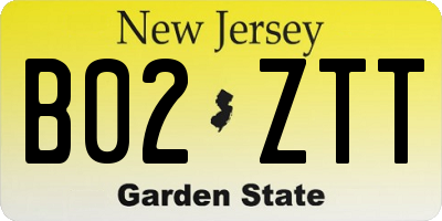 NJ license plate B02ZTT