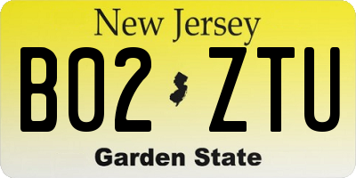 NJ license plate B02ZTU