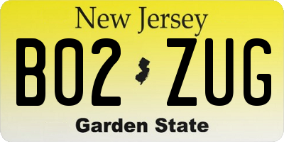 NJ license plate B02ZUG