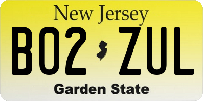 NJ license plate B02ZUL