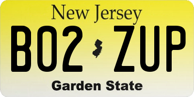 NJ license plate B02ZUP