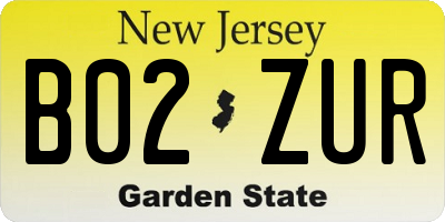 NJ license plate B02ZUR