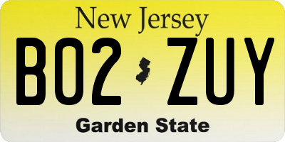 NJ license plate B02ZUY
