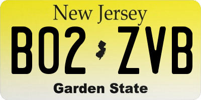 NJ license plate B02ZVB