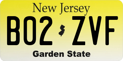 NJ license plate B02ZVF