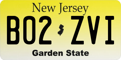 NJ license plate B02ZVI