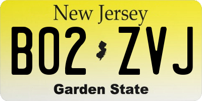 NJ license plate B02ZVJ