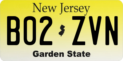 NJ license plate B02ZVN