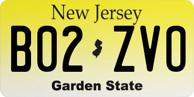NJ license plate B02ZVO