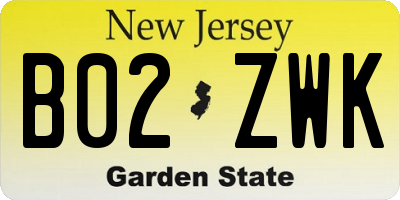 NJ license plate B02ZWK