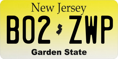 NJ license plate B02ZWP