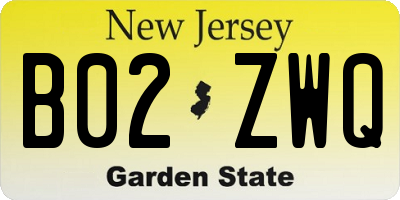 NJ license plate B02ZWQ