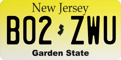 NJ license plate B02ZWU