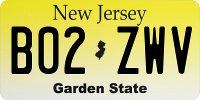 NJ license plate B02ZWV