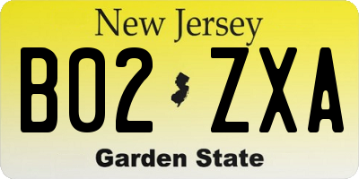 NJ license plate B02ZXA