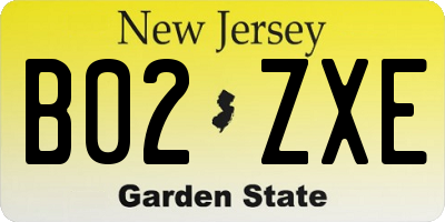 NJ license plate B02ZXE