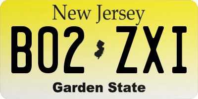 NJ license plate B02ZXI