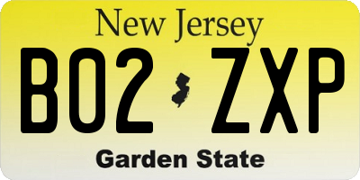 NJ license plate B02ZXP