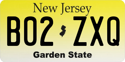 NJ license plate B02ZXQ