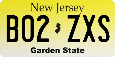 NJ license plate B02ZXS