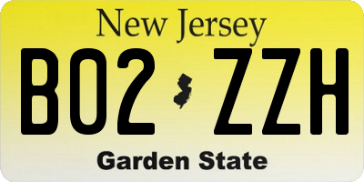 NJ license plate B02ZZH
