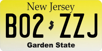 NJ license plate B02ZZJ