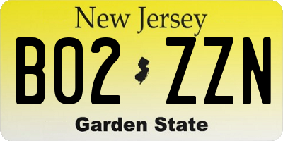 NJ license plate B02ZZN
