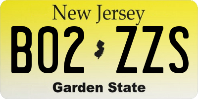 NJ license plate B02ZZS