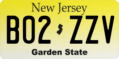 NJ license plate B02ZZV