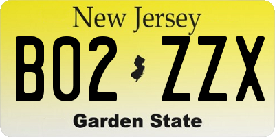 NJ license plate B02ZZX