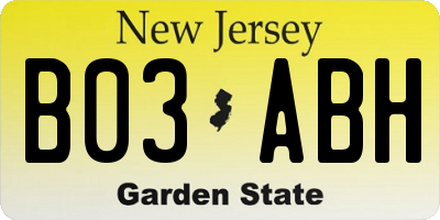 NJ license plate B03ABH