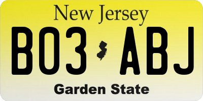 NJ license plate B03ABJ