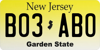 NJ license plate B03ABO