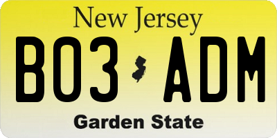 NJ license plate B03ADM