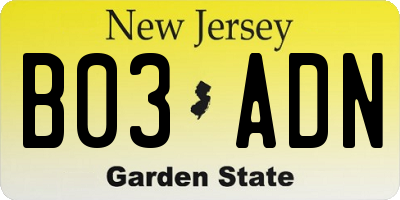 NJ license plate B03ADN