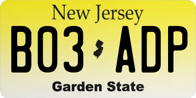 NJ license plate B03ADP
