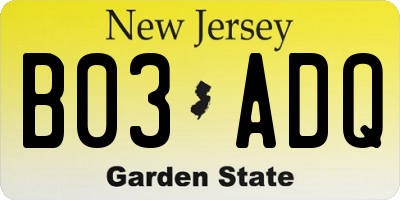 NJ license plate B03ADQ