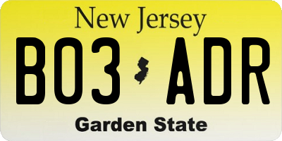 NJ license plate B03ADR