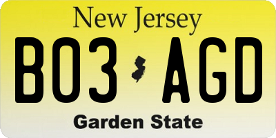 NJ license plate B03AGD