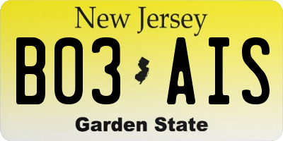 NJ license plate B03AIS