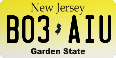 NJ license plate B03AIU