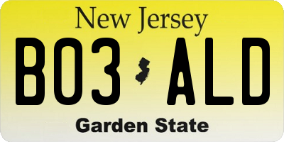NJ license plate B03ALD