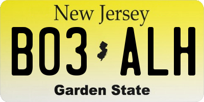 NJ license plate B03ALH