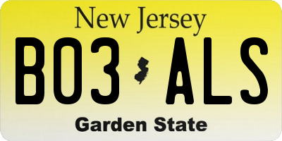 NJ license plate B03ALS