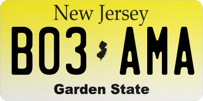 NJ license plate B03AMA