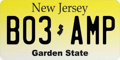 NJ license plate B03AMP