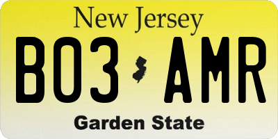 NJ license plate B03AMR