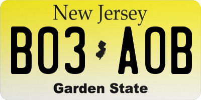 NJ license plate B03AOB