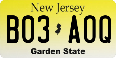 NJ license plate B03AOQ