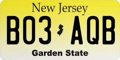 NJ license plate B03AQB